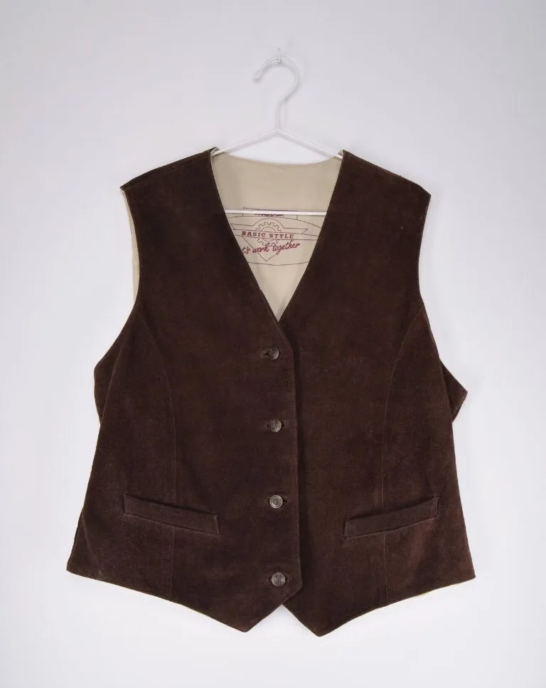 Front view of Vintage Brown Waistcoat - Classic vintage fashion from Circular Costume Ireland