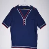 Front view of Blue Polo Knit - Stylish vintage fashion from Circular Costume Ireland